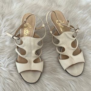 Butter Italian Leather Cream Off White Ankle Strap Heels Womens 7.5